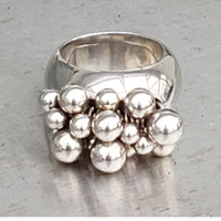 Silpada Sterling Silver Cha Cha Ring With Beaded Ball Accents