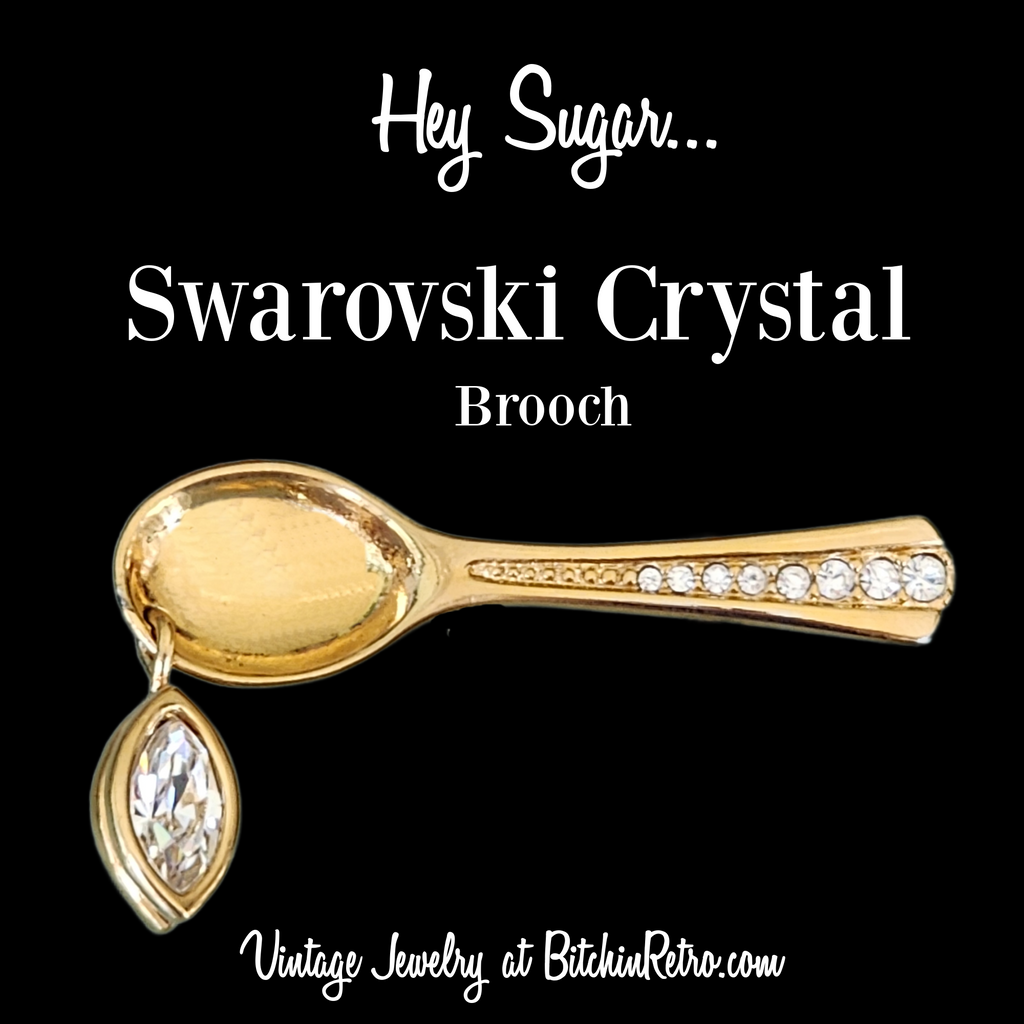 Swarovski Vintage Spoon Brooch with Articulated Marquise Crystal