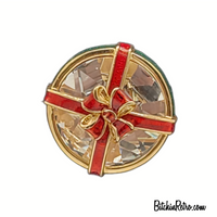 Swarovski Crystal Christmas Gift Brooch at BitchinRetro.com