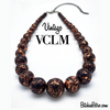 Vintage VCLM Black and Copper Beaded Necklace for Sale at BitchinRetro.com