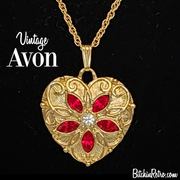 Vintage Avon Heart Rhinestone Pendant for Sale at BitchinRetro.com