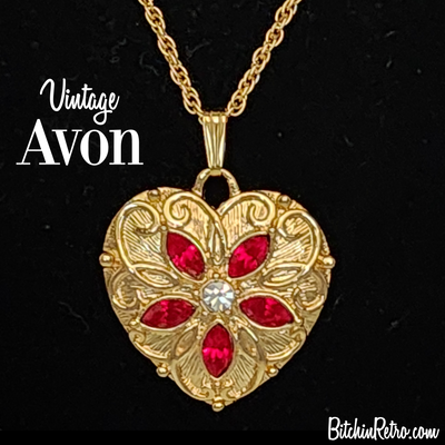 Vintage Avon Heart Rhinestone Pendant for Sale at BitchinRetro.com