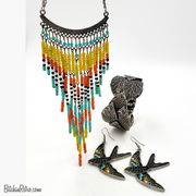 Bohemian Beaded Necklace, Bracelet and Earring Set in Autumn Colors