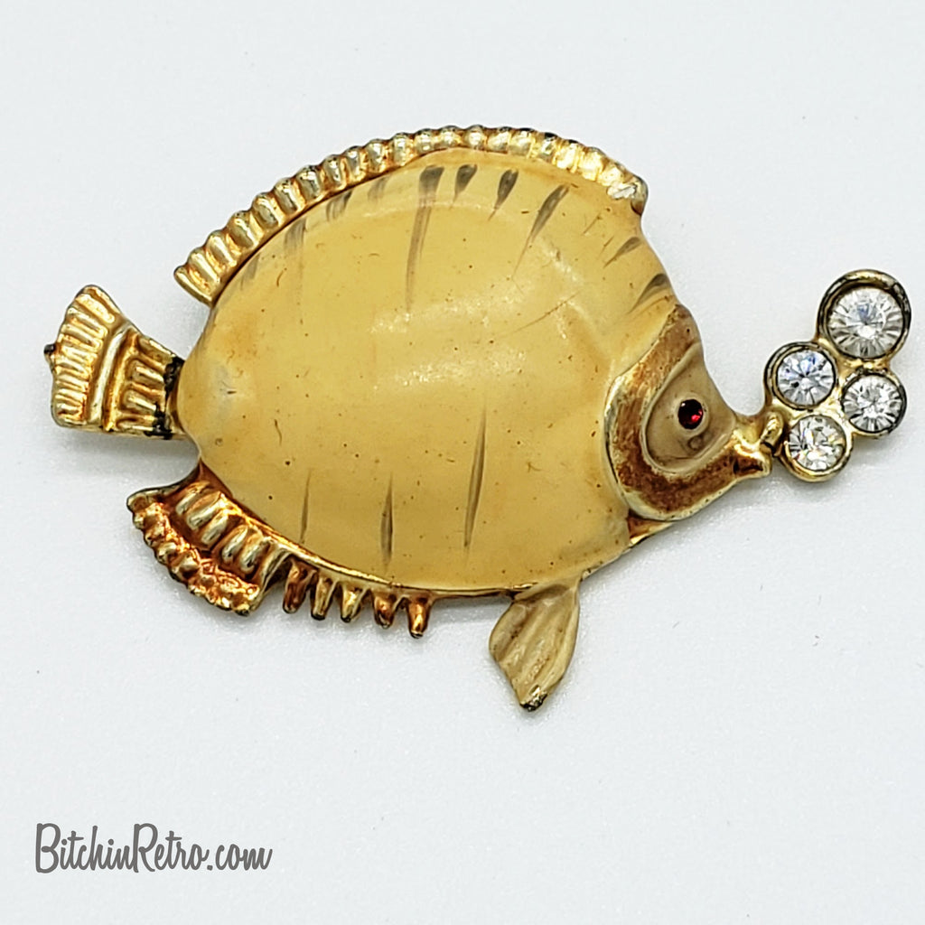 Bijou Vintage Broche POISSON Strass As Carven Brooch Bijou Vintage Broche POISSON Strass As Carven Brooch