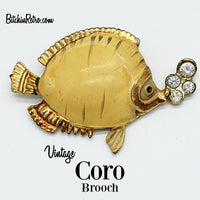 Vintage Coro Fish RHinestone Brooch at BitchinRetro.com