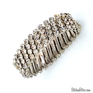Vintage Rhinestone Expansion Bracelet Marked Japan with Bridal Style