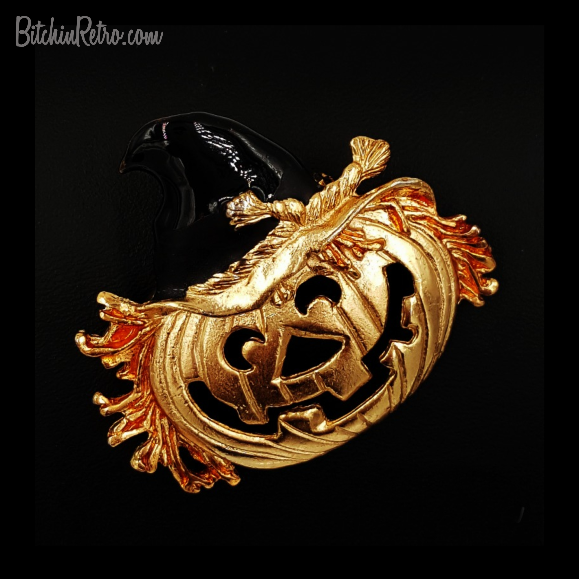 JJ Halloween Pumpkin Vintage Brooch or Jack O Lantern with Witches Hat ...