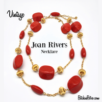 Vintage Joan Rivers Red and Gold Statement Necklace for sale at BitchinRetro.com.
