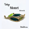Vintage Monet Rhinestone Leaf Brooch for Sale at BitchinRetro.com