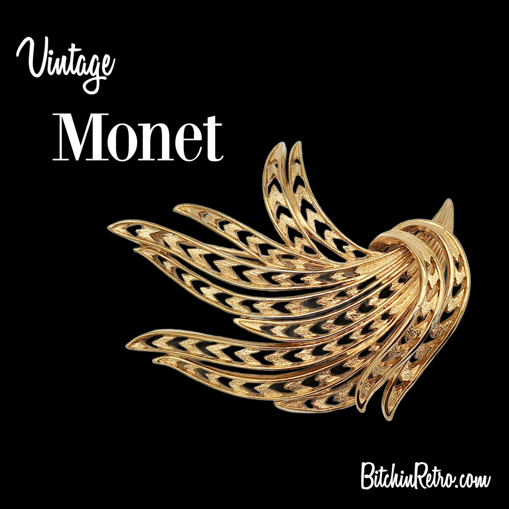 Monet Vintage Leaf, Wheat or Feather Brooch