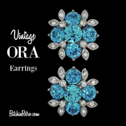 Vintage ORA Blue Rhinestone Earrings for Sale at BitchinRetro.com