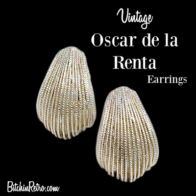 Oscar de la Renta Vintage Textured Hoop Earrings