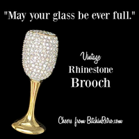 Vintage Rhinestone Wine Glass Brooch for Sale at BitchinRetro.com