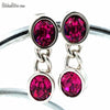 SAL Swarovski Vintage Crystal Hot Pink Earrings With Silver Chain Detail
