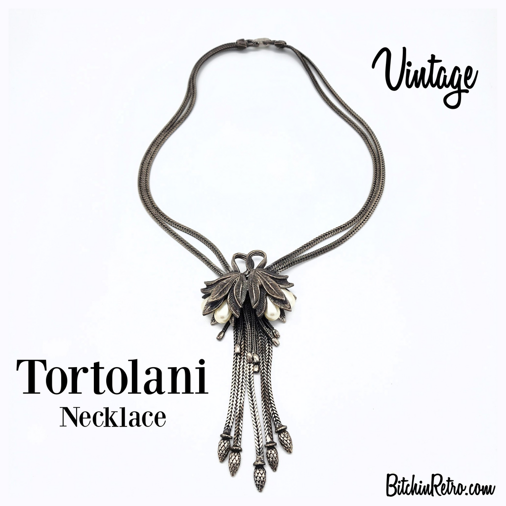 Tortolani Vintage Art Nouveau Floral Necklace at BitchinRetro.com