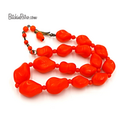 Western Germany Vintage Necklace with Orange Glass Beads in Organic Shapes