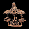 Vintage Copper Carousel Brooch With Flying Pig
