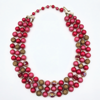 Vintage Hot Pink Beaded necklace from Japan for sale at BitchinRetro.com