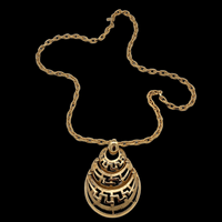 Vintage Monet Pendant Necklace with Greek Key Detail for Sale at BitchinRetro.com
