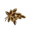 Vintage Amber Brown Rhinestone Leaf Brooch