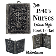 Antique Nurses Locket Pendant With Caduceus Symbol at bitchinretro.com
