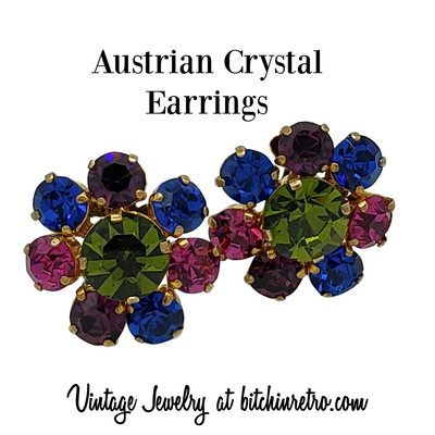 Vintage Austrian Crystal Earrings at bitchinretro.com