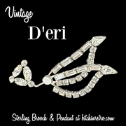 D'eri Sterling Silver & Rhinestone Vintage Brooch or Pendant