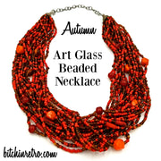 Autumn Art Glass Beaded Necklace at bitchinretro.com