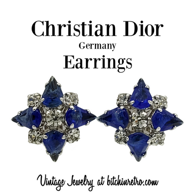 Christian Dior Germany 1950's Rhinestone Earrings