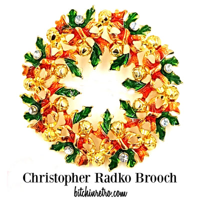 Christopher Radko Christmas Wreath Brooch at bitchinretro.com