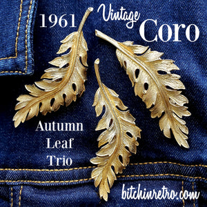 Coro 1961 Autumn Leaf Brooches at bitchinretro.com