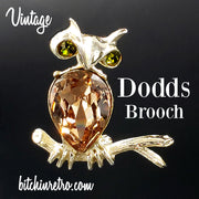 Dodds Vintage Rhinestone Owl Brooch at bitchinretro.com