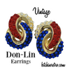Don-Lin Vintage Red, White & Blue Rhinestone Earrings at bitchinretro.com