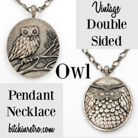 Owl Pendant Vintage Necklace Double Sided at bitchinretro.com