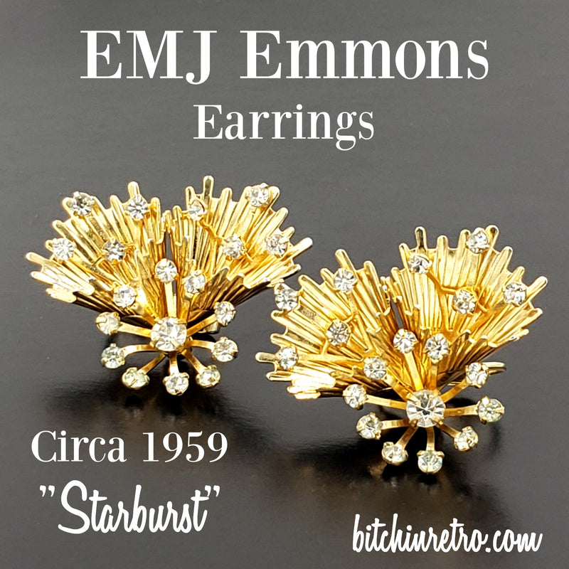 Vintage Emmons aurora borealis sunburst high quality earrings