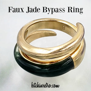 Faux Jade Bypass Ring at bitchinretro.com