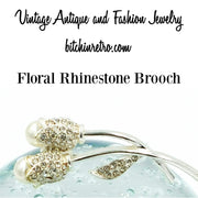 Floral Rhinestone Brooch at bitchinretro.com