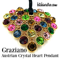 Graziano Austrian Crystal Heart Pendant Necklace at bitchinretro.com