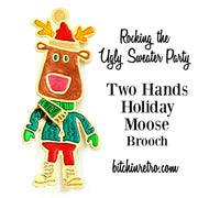 Ugly Christmas Sweater Holiday Moose Brooch at bitchinretro.com