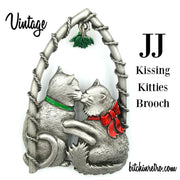 JJ Vintage Kissing Kitties Brooch at bitchinretro.com