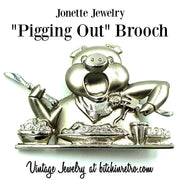 Jonette Jewelry Pigging Out Brooch at bitchinretro.com