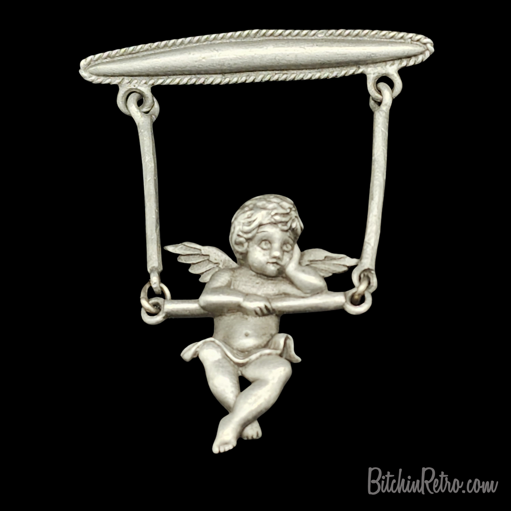 JJ Jonette Jewelry Cupid Brooch at BitchinRetro.com