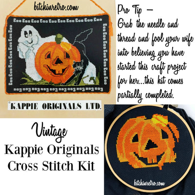 Kappie Vintage Halloween Cross Stitch Kit at bitchinretro.com
