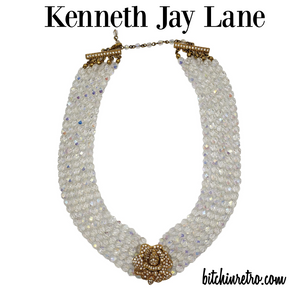 Kenneth Jay Lane Vintage Rhinestone Rose Necklace at bitchinretro.com