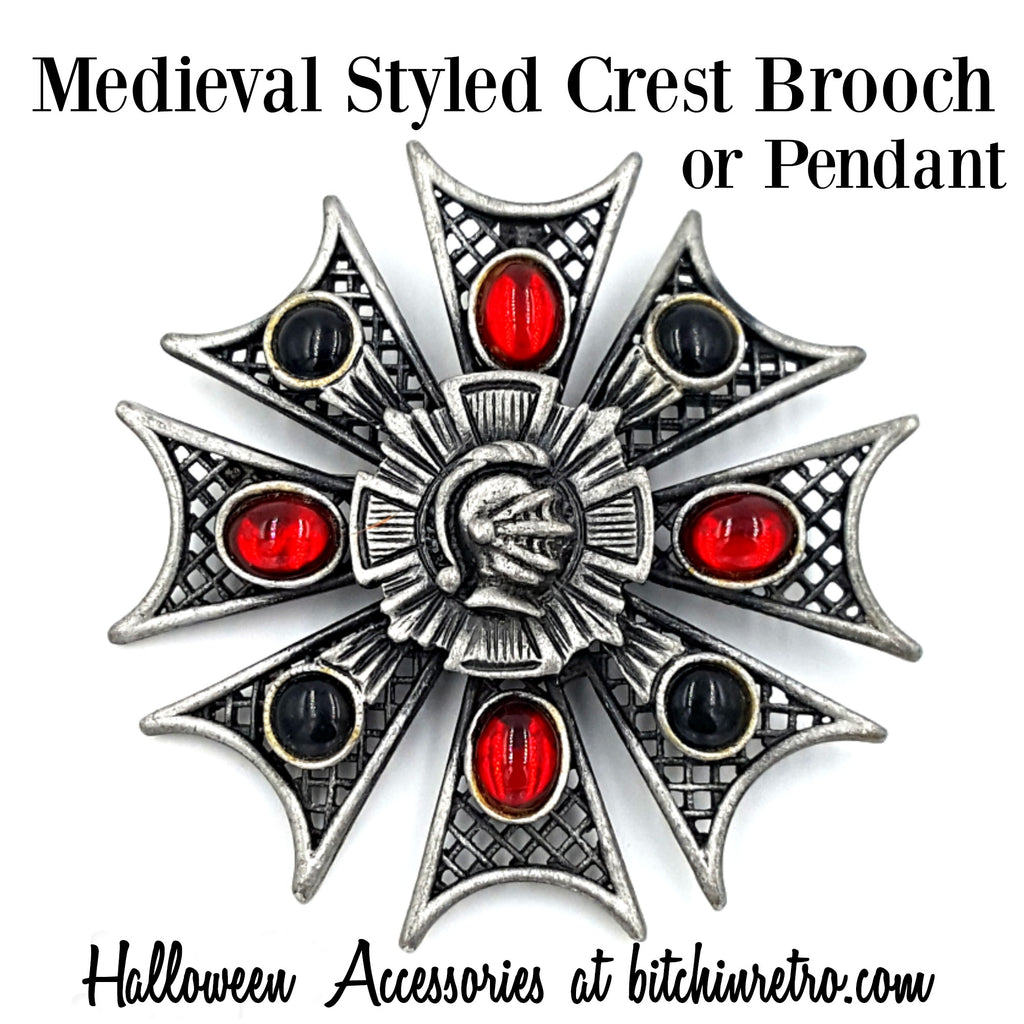 Medieval Styled Crest Brooch or Pendant Halloween Accessories at bitchinretro.com