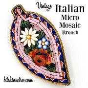 Italian Micro Mosaic Vintage Floral Brooch at bitchinretro.com