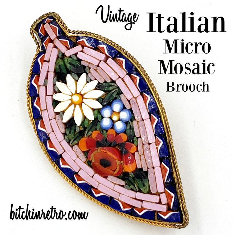 Vintage italian micro mosaic brooch best sale