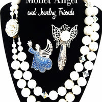 Monet Angel Brooch, Artisan Angel and Mid Century Necklace Lot at bitchinretro.com