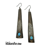 Vintage Native American Sterling Silver & Turquoise Earrings at bitchinretro.com
