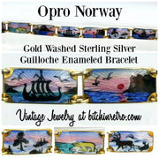 Opro Norway Gold Washed Sterling Guilloche Enamel Bracelet at bitchinretro.com